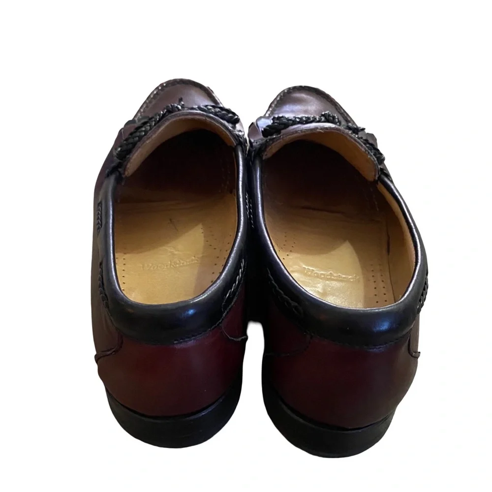 Allen Edmonds WOODSTOCK Loafers Leather Braided Tie Burgundy Mens 9‎ B